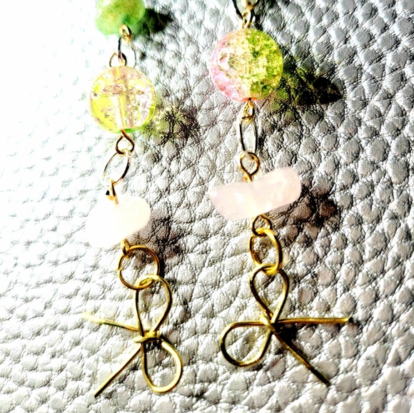 HandMade U CreateReal Crystal Gemstone Bow Earring - Picture 4 of 16